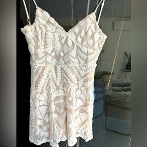Revolve Superdown sequined Mini Dress Nude/White Strapped Size XXS